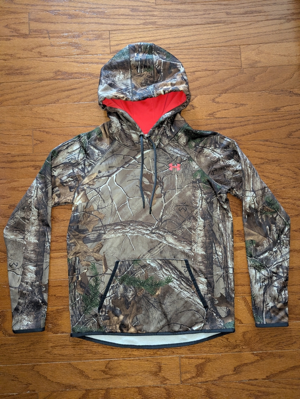 Under Armour Realtree Camo Hoodie with Red Hood Lining - Small